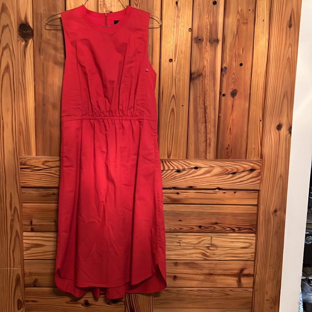 Madewell Red Cotton Lakeshore Midi Dress in Size 2 with Side Pockets